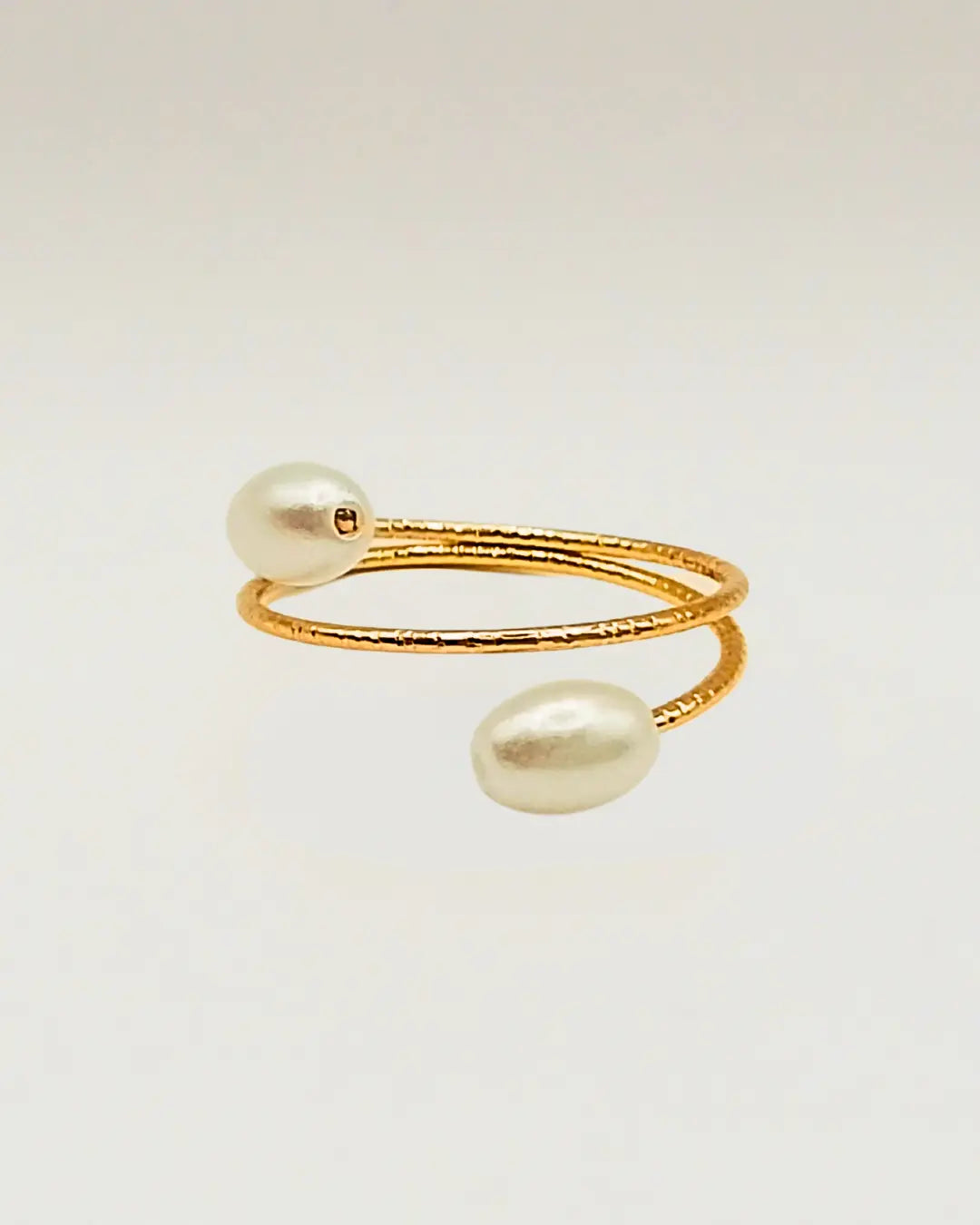Two Pearl Spiral Ring