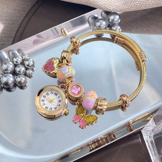 Bracelet Watch With Pink Heart