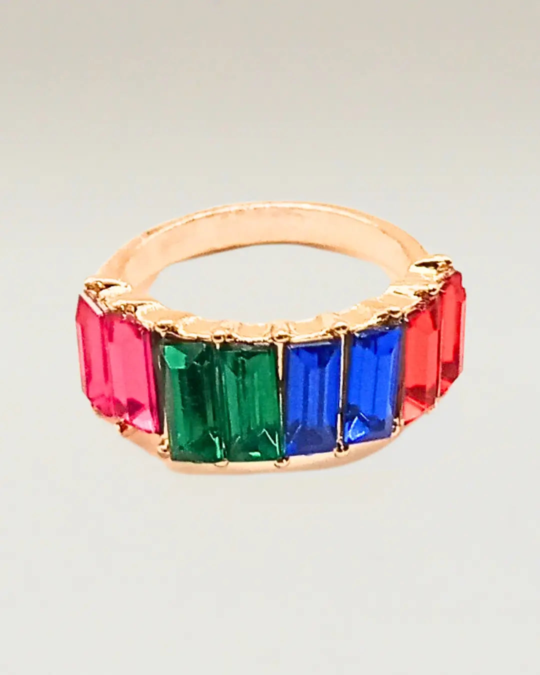 Gold Rainbow Gem Ring
