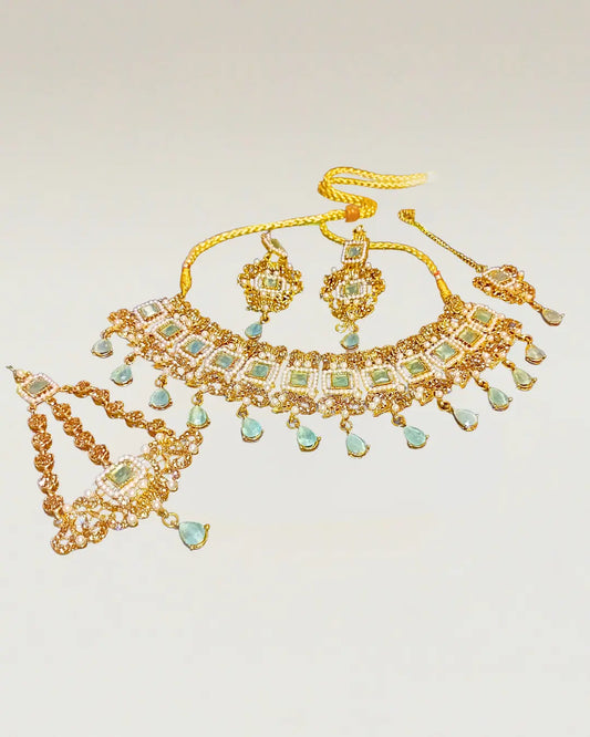 Champagne Gold Bridal Jewellery Set Pakistan — CozyHaven COD
