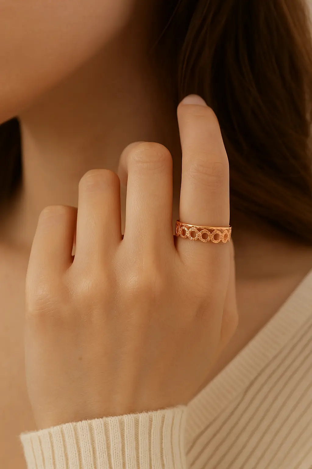 Circle Pattern Gold Ring