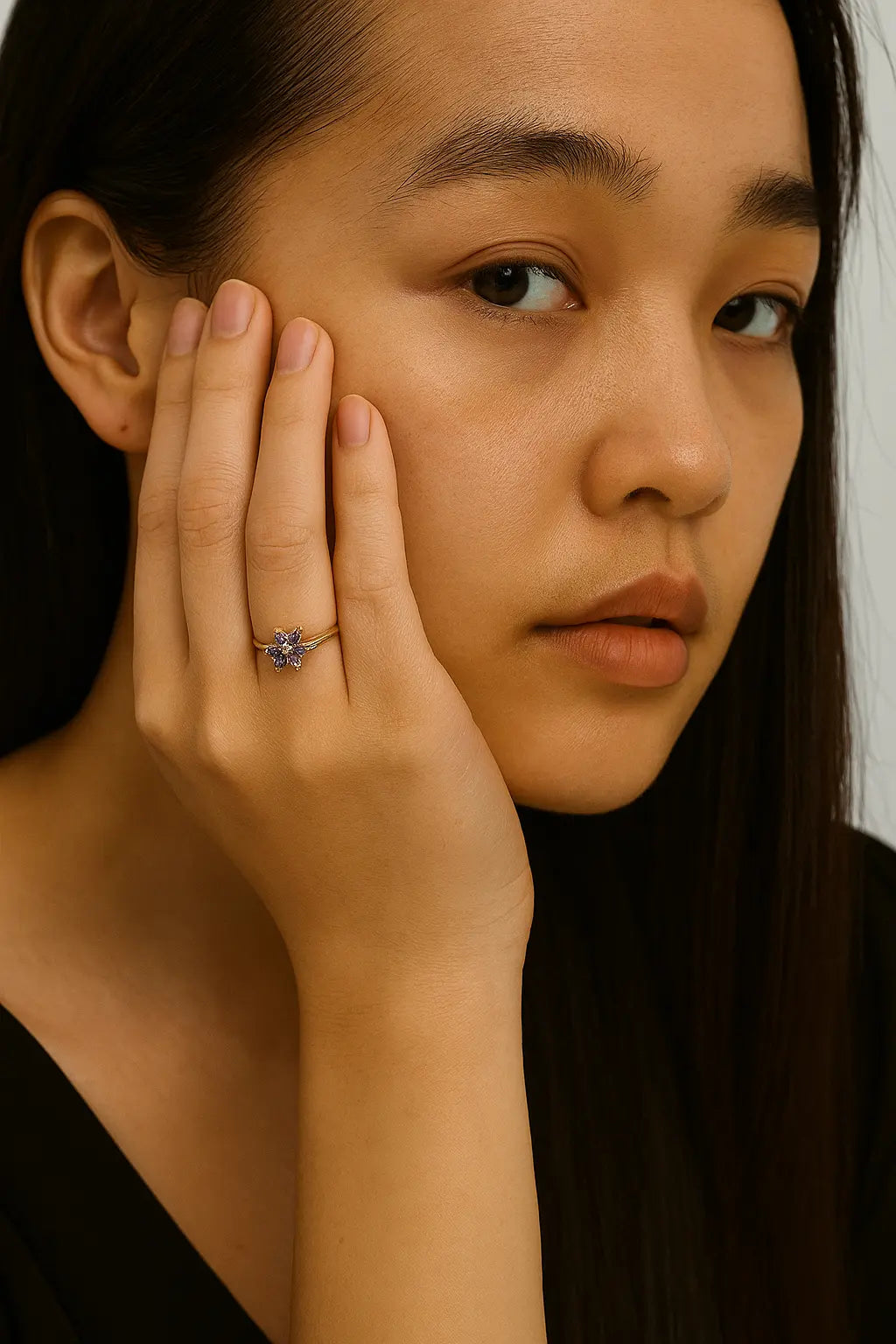 Gemstone Flower Ring