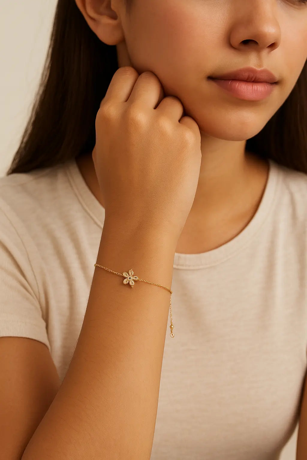 Flower charm bracelet