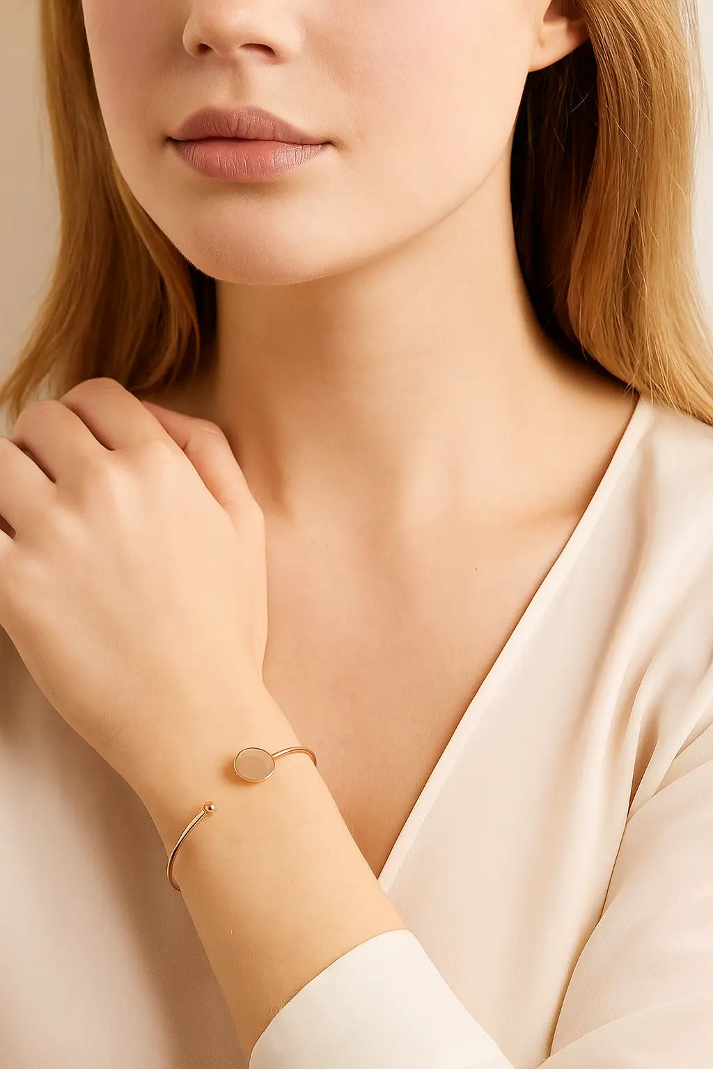 Disc and Ball Open Cuff Bracelet