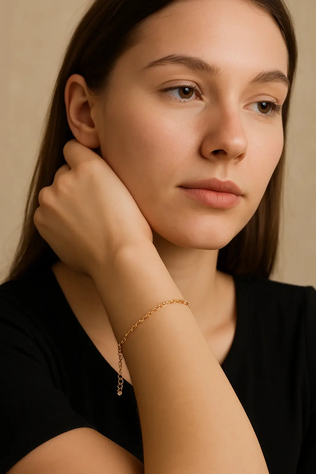 Gold Beaded Chain Bracelet