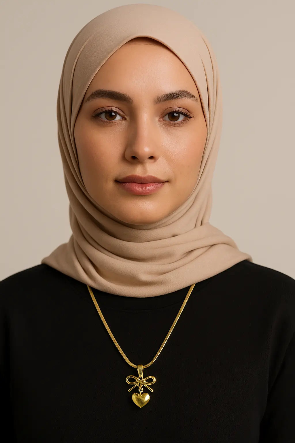 Golden Ribbon Heart Pendant Necklace