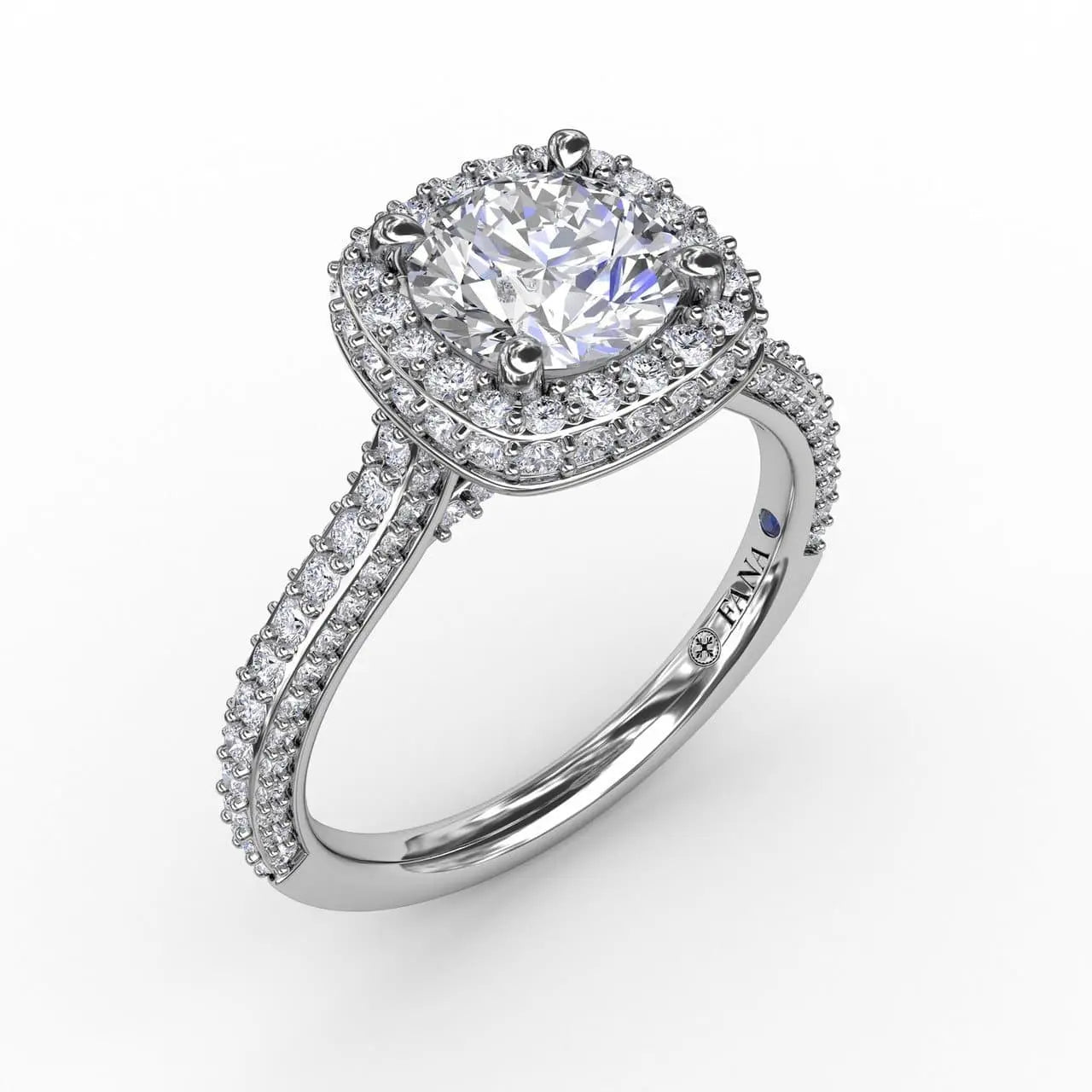 Cushion-Shaped Waterfall Halo Engagement Ring