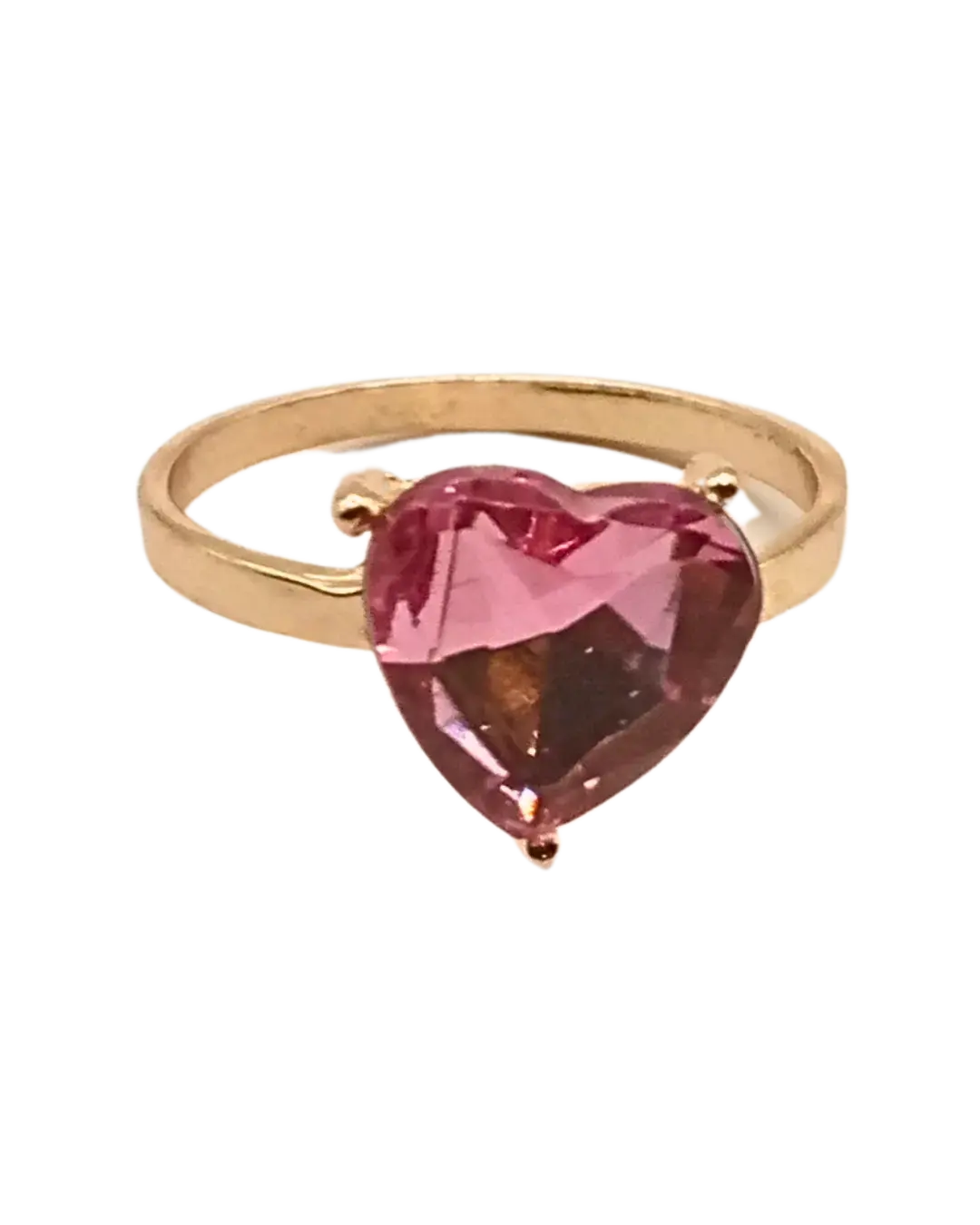 Pink Heart Shape Gold Ring