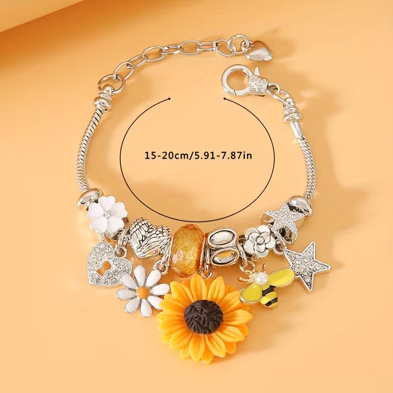 Adjustable Sunflowers Bracelet