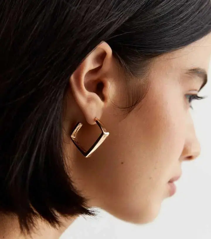 Gold Square Hoops