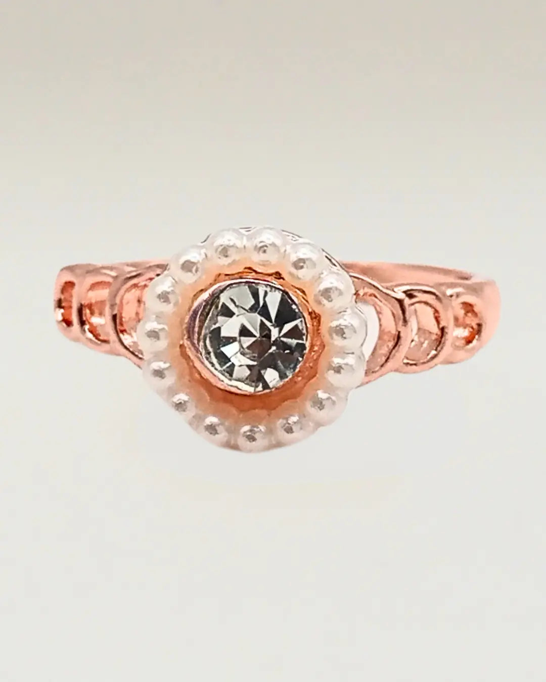 Pearl Accented Solitaire Ring