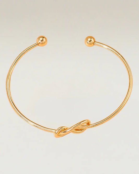 Golden Love Knot Open Cuff Bracelet