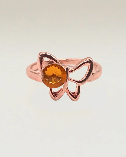 Butterfly Motif Ring with Center Stone
