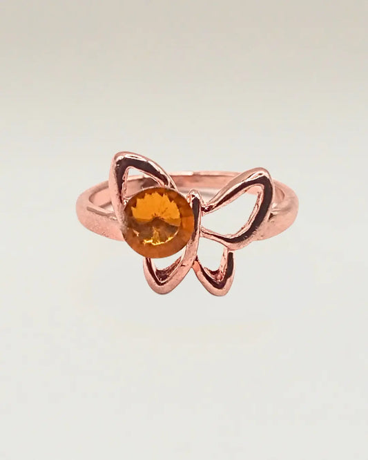 Butterfly Motif Ring with Center Stone