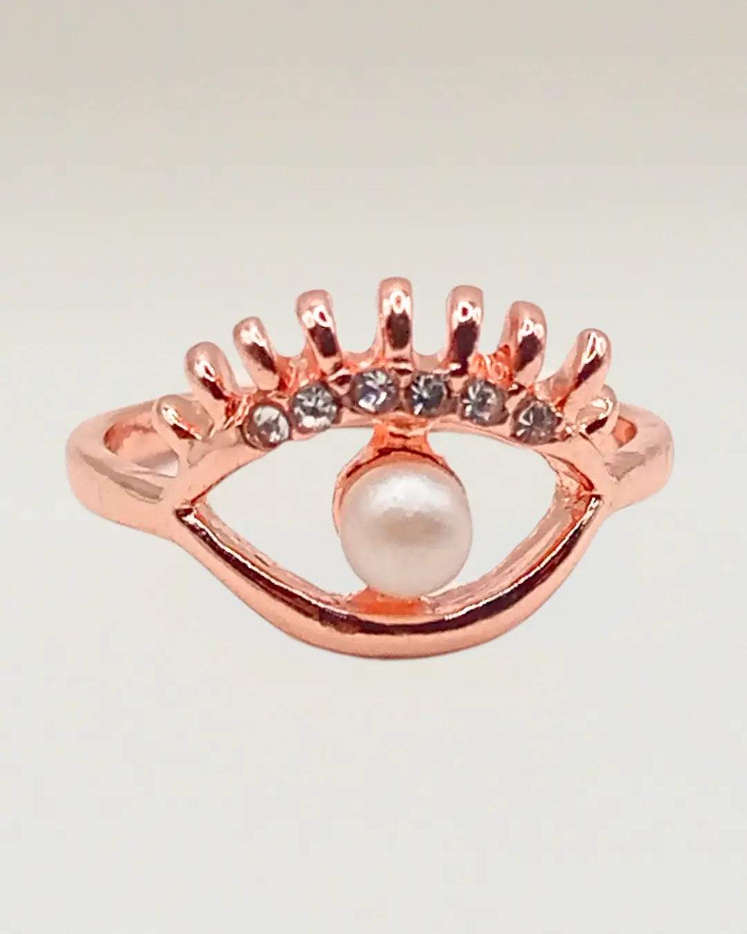 Evil Eye Ring with Pearl and Crystals