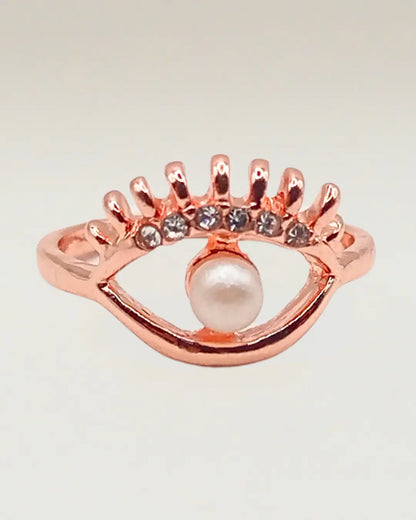 Evil Eye Ring with Pearl and Crystals
