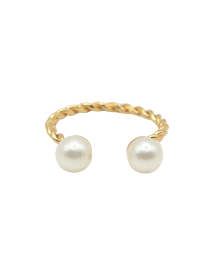 Double Pearl Open Ring