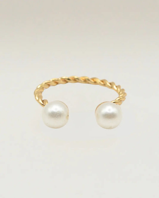 Double Pearl Open Ring