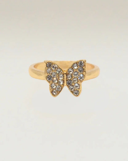 Crystal Butterfly Adjustable Ring