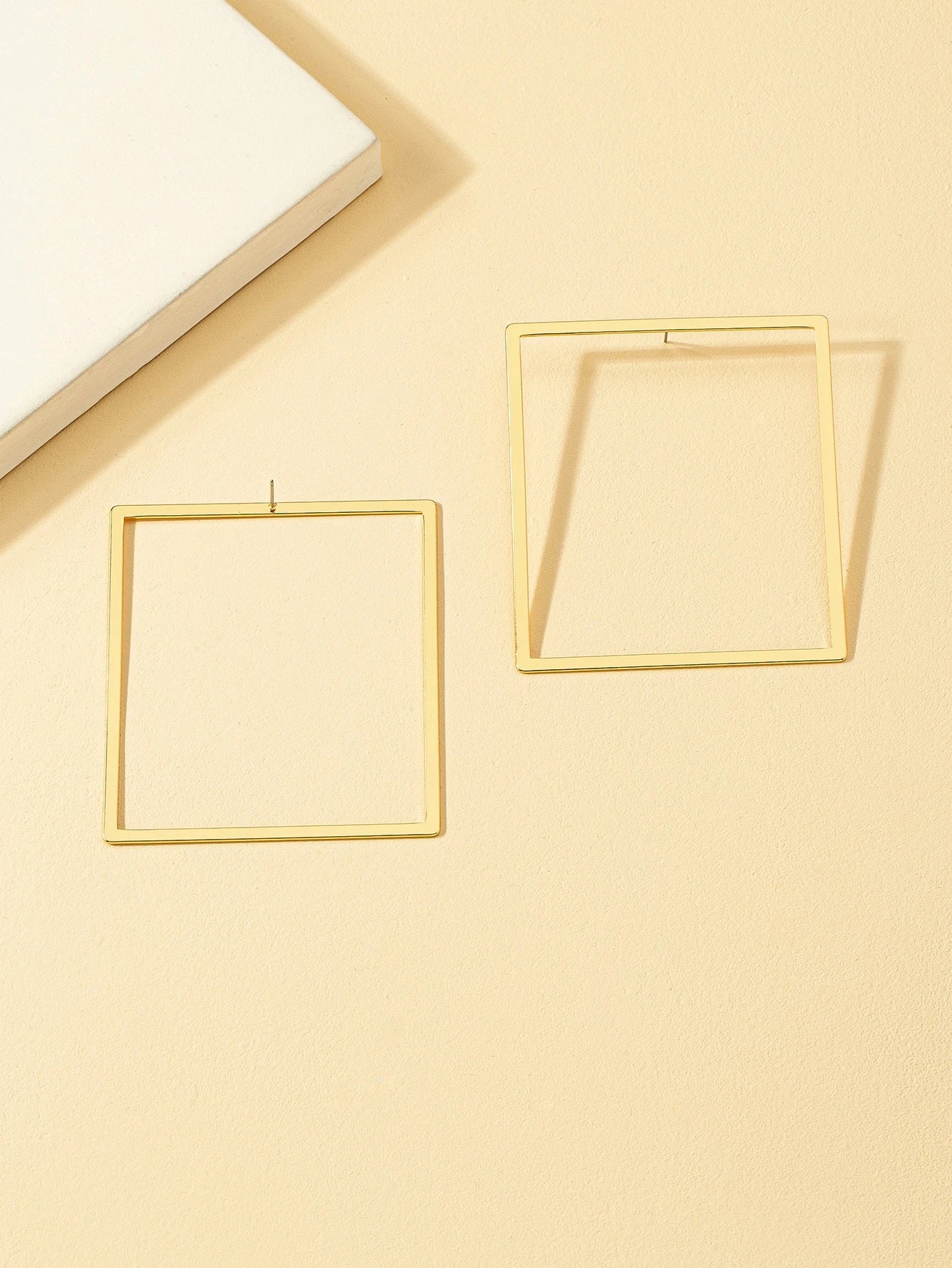 Golden Frame Square Hoop Earrings