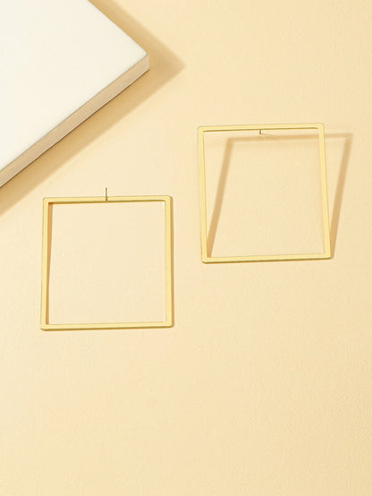 Golden Frame Square Hoop Earrings