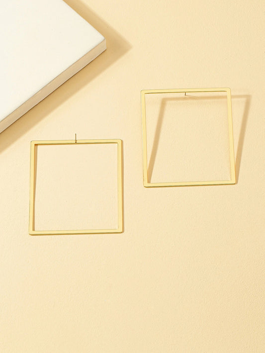 Golden Frame Square Hoop Earrings