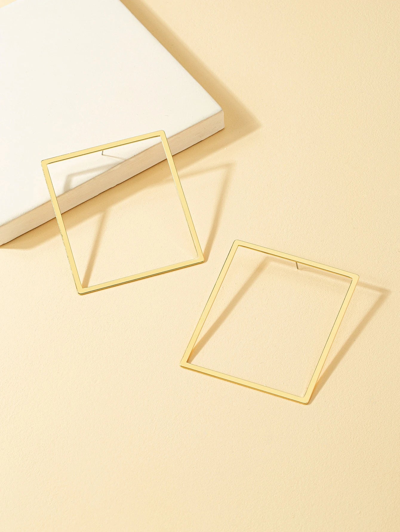 Golden Frame Square Hoop Earrings