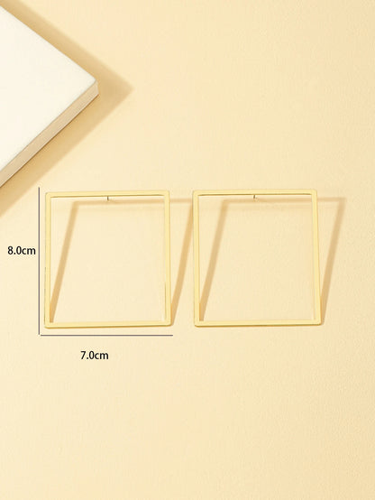 Golden Frame Square Hoop Earrings
