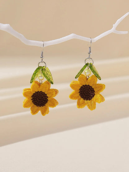 Sunflower & Leaf Charm Drops