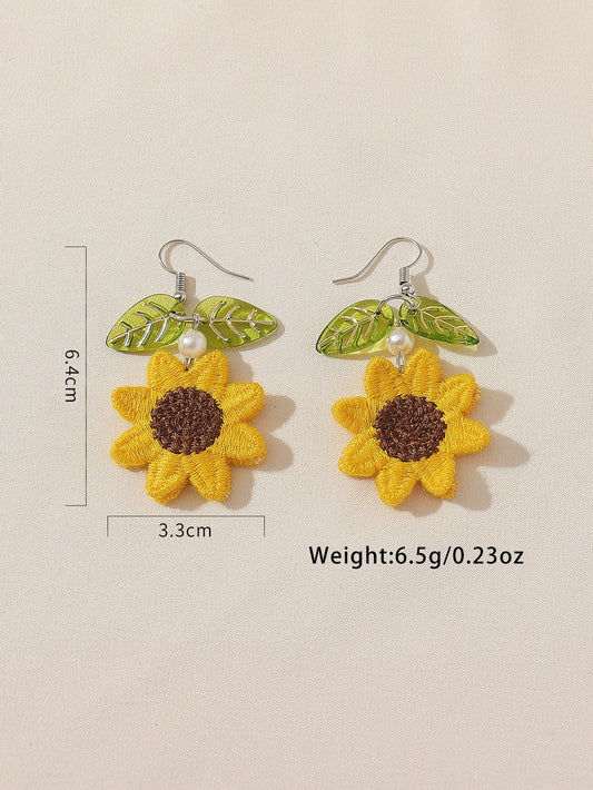 Sunflower & Leaf Charm Drops