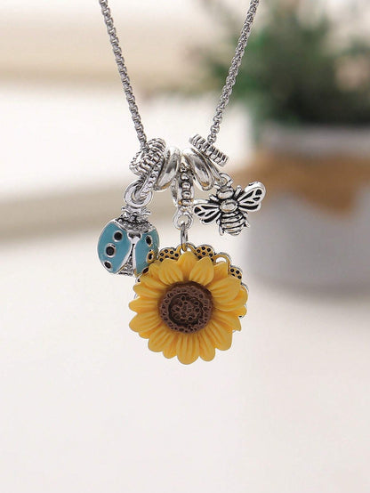 Sunflower & Bee Necklace