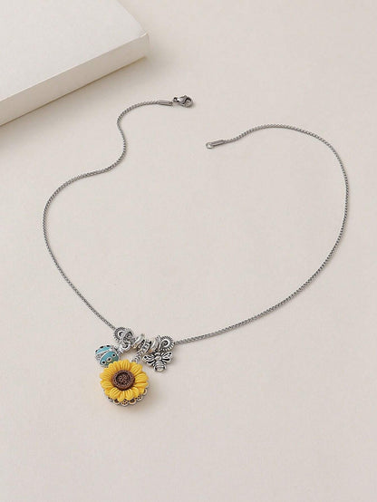 Sunflower & Bee Necklace