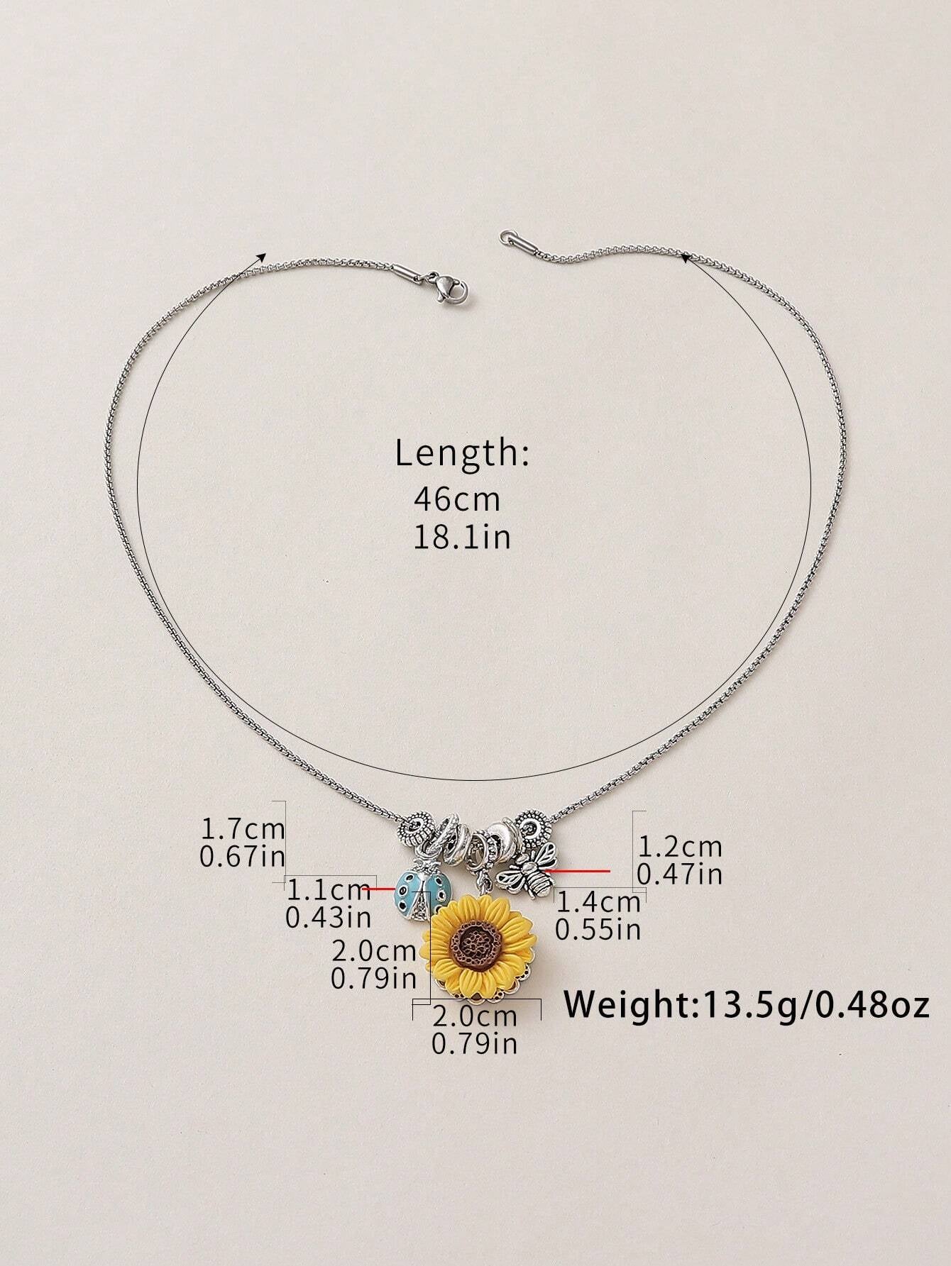 Sunflower & Bee Necklace