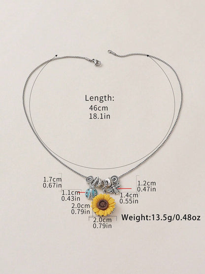 Sunflower & Bee Necklace