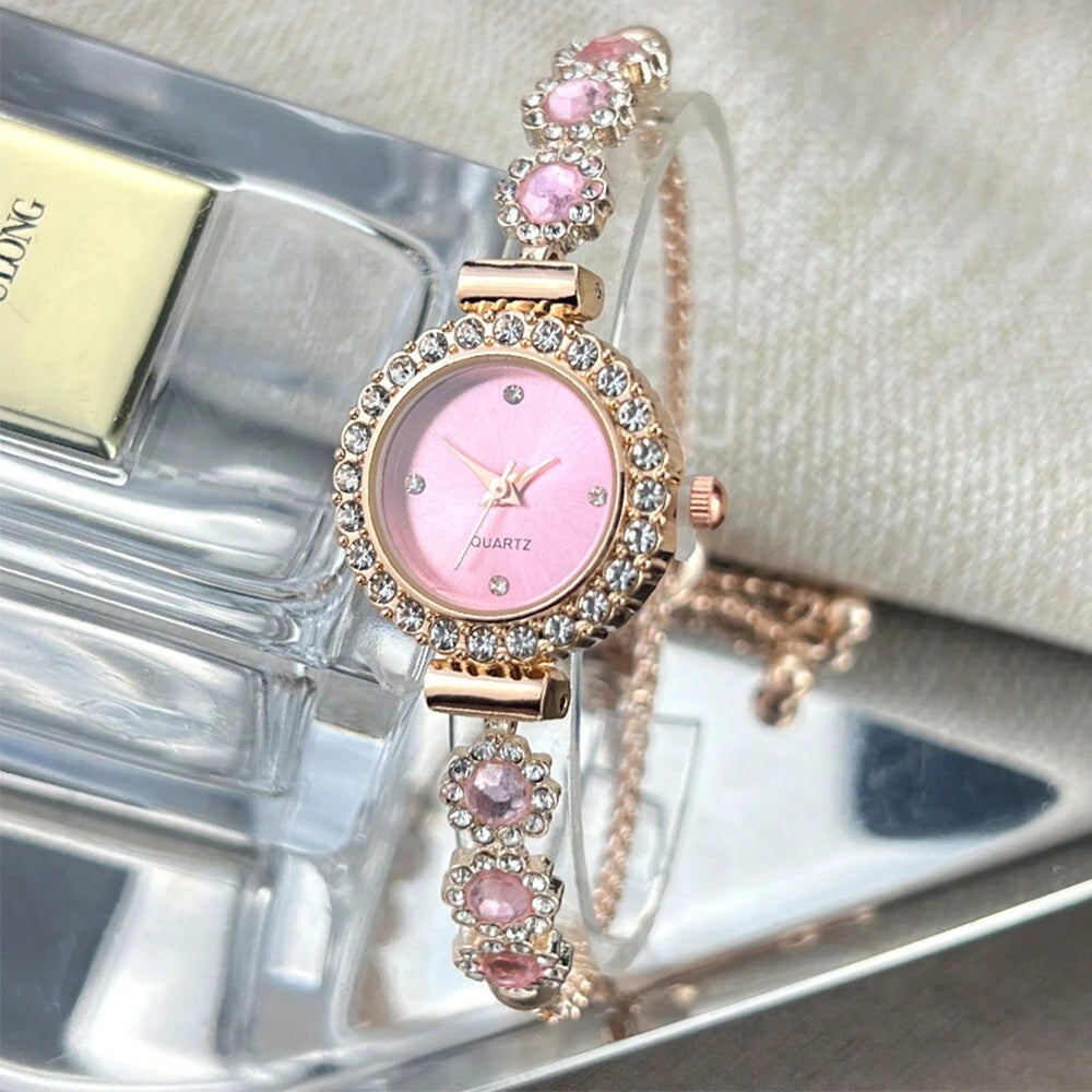 Pink Crystal Bracelet Watch