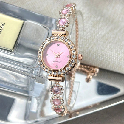 Pink Crystal Bracelet Watch