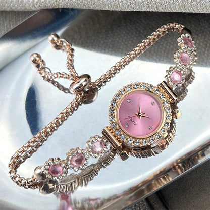 Pink Crystal Bracelet Watch
