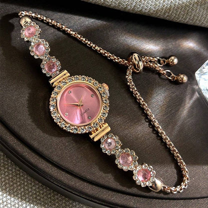 Pink Crystal Bracelet Watch