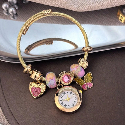Bracelet Watch With Pink Heart