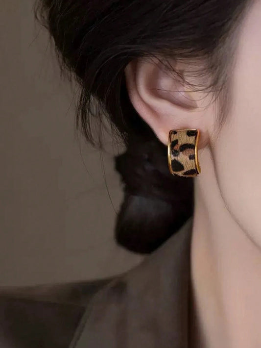 Geometric Leopard Earrings