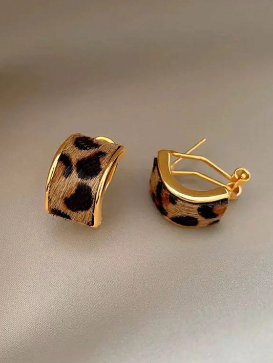 Geometric Leopard Earrings