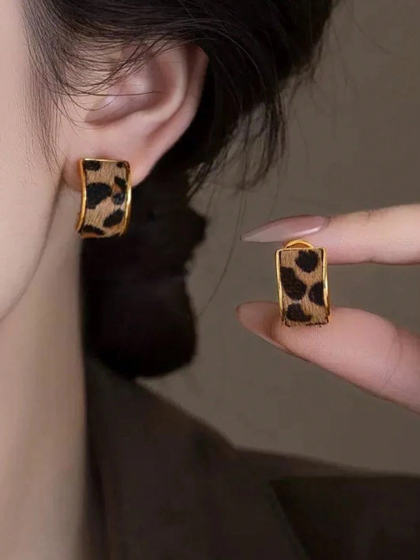 Geometric Leopard Earrings