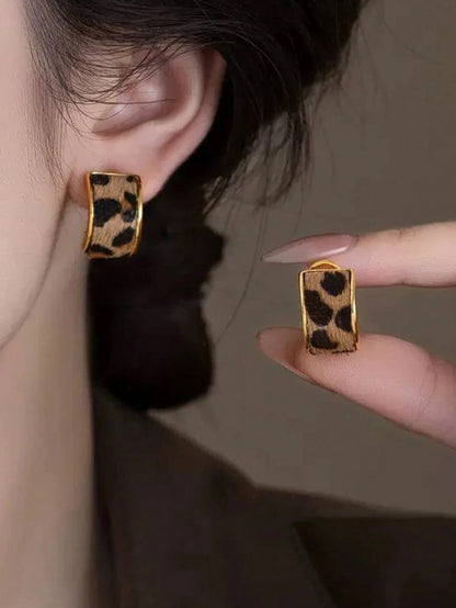 Geometric Leopard Earrings