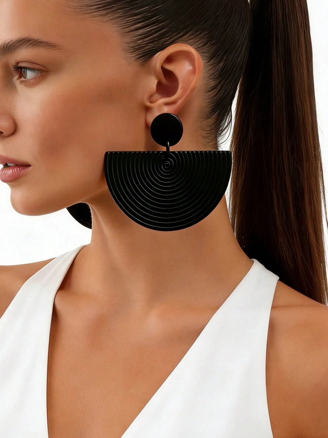 Matte Black Spiral Earrings
