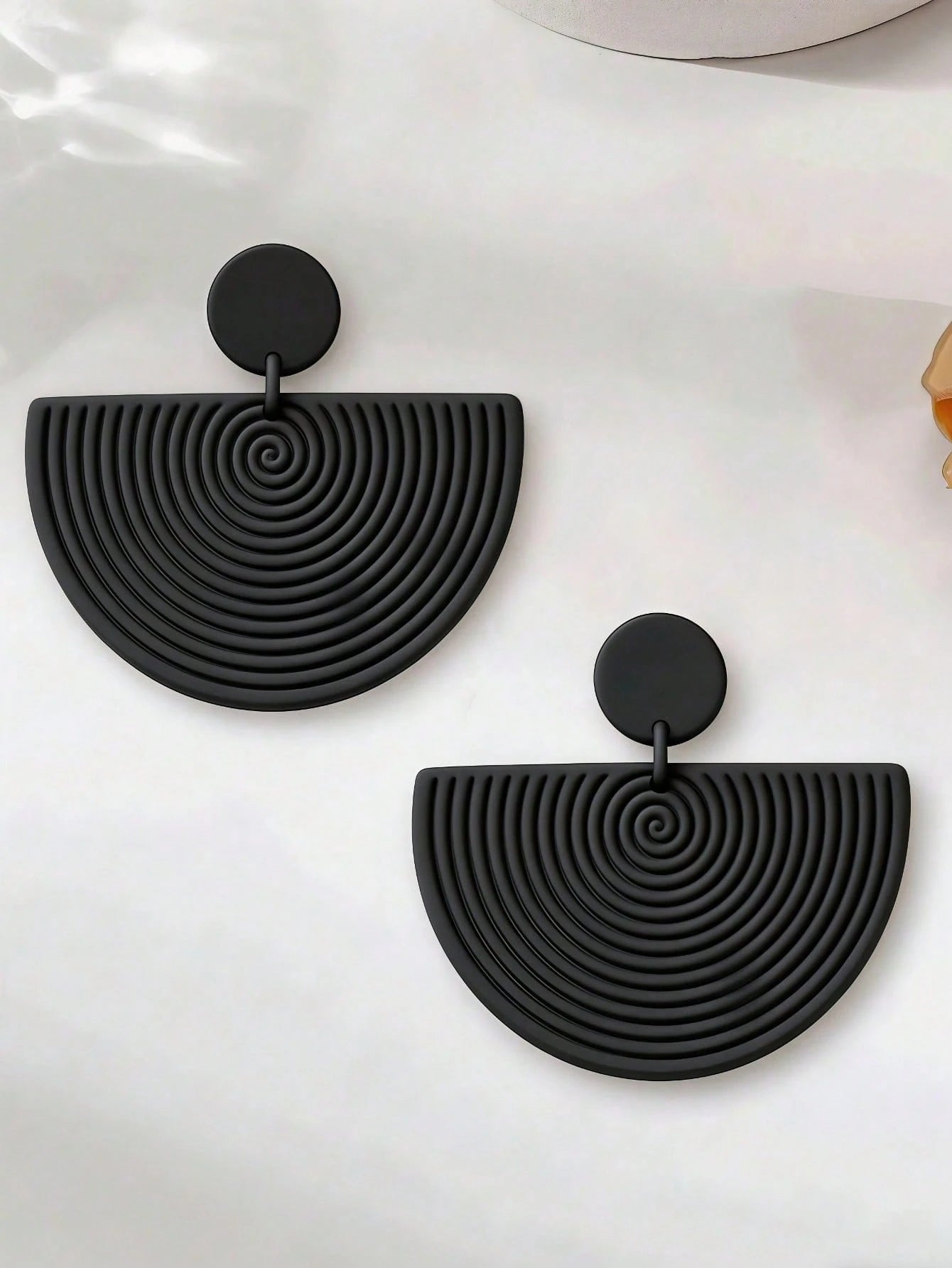 Matte Black Spiral Earrings