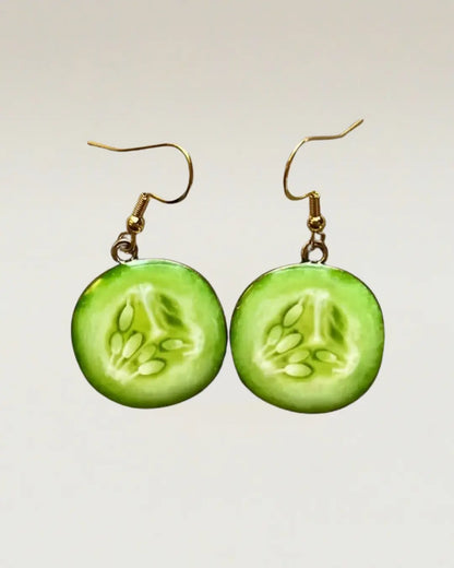 Sliced Cucumber Earrings