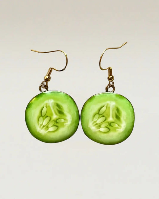 Sliced Cucumber Earrings