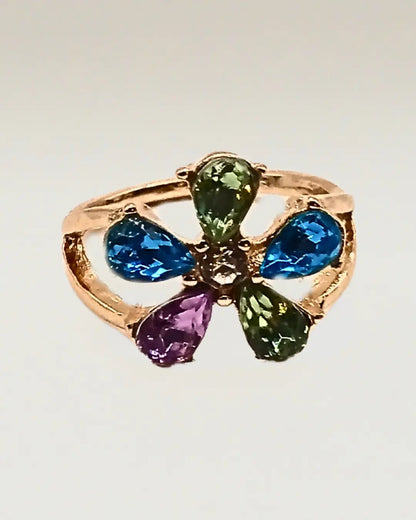 Multi-Gemstone Flower Ring