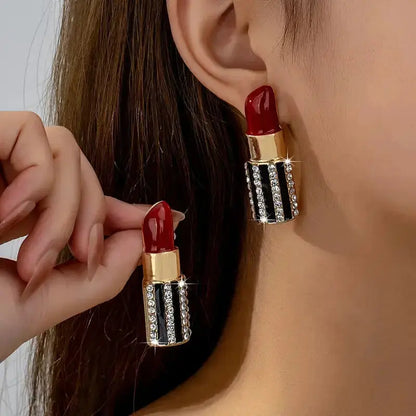 Elegant Red Lipstick Earrings