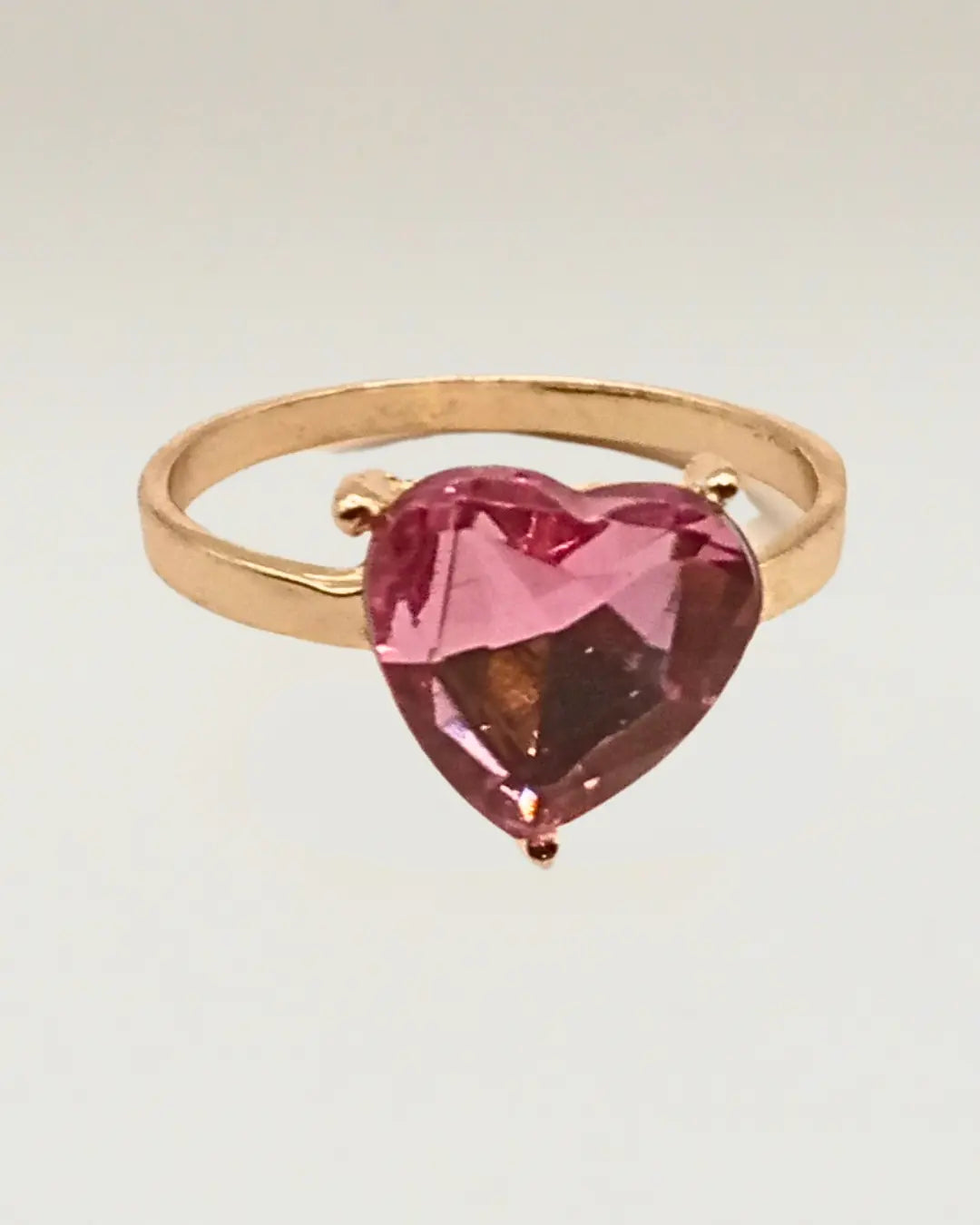 Pink Heart Shape Gold Ring